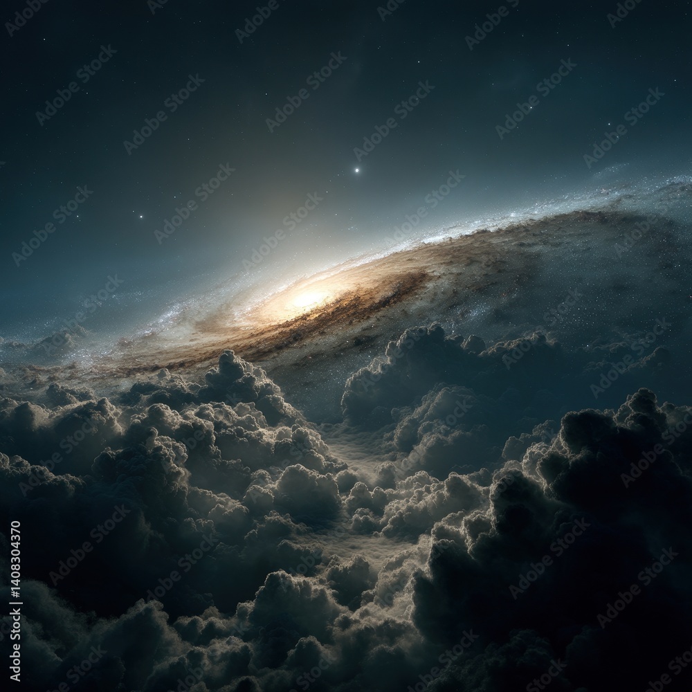 Naklejka premium Khris captures a hyperrealistic ga standard cosmic landscape vertical photograph outer space dramatic viewpoint