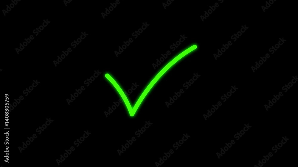 successful symbol, check mark, tick mark. Neon tick mark icon successful symbol, check mark, tick mark. Neon tick mark icon