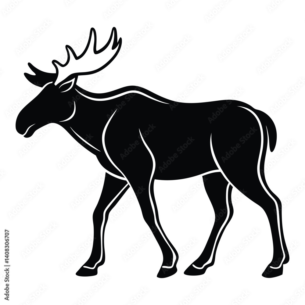 Fototapeta premium Crowned by Silence: The Shadow of the Moose