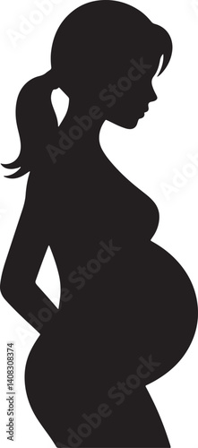 Silhouette Illustration Of A Pregnant Woman Expecting A Baby Soon Very Soon