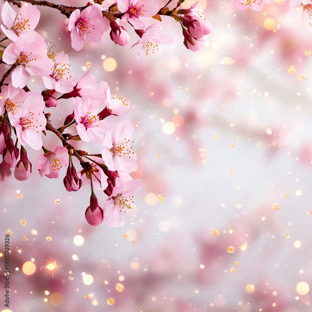 Fototapeta premium Beautiful cherry blossom flowers in spring bloom.