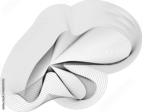 Centralized abstract shape created with soft mesh blend contours radiating from the middle in a balanced geometric layout.