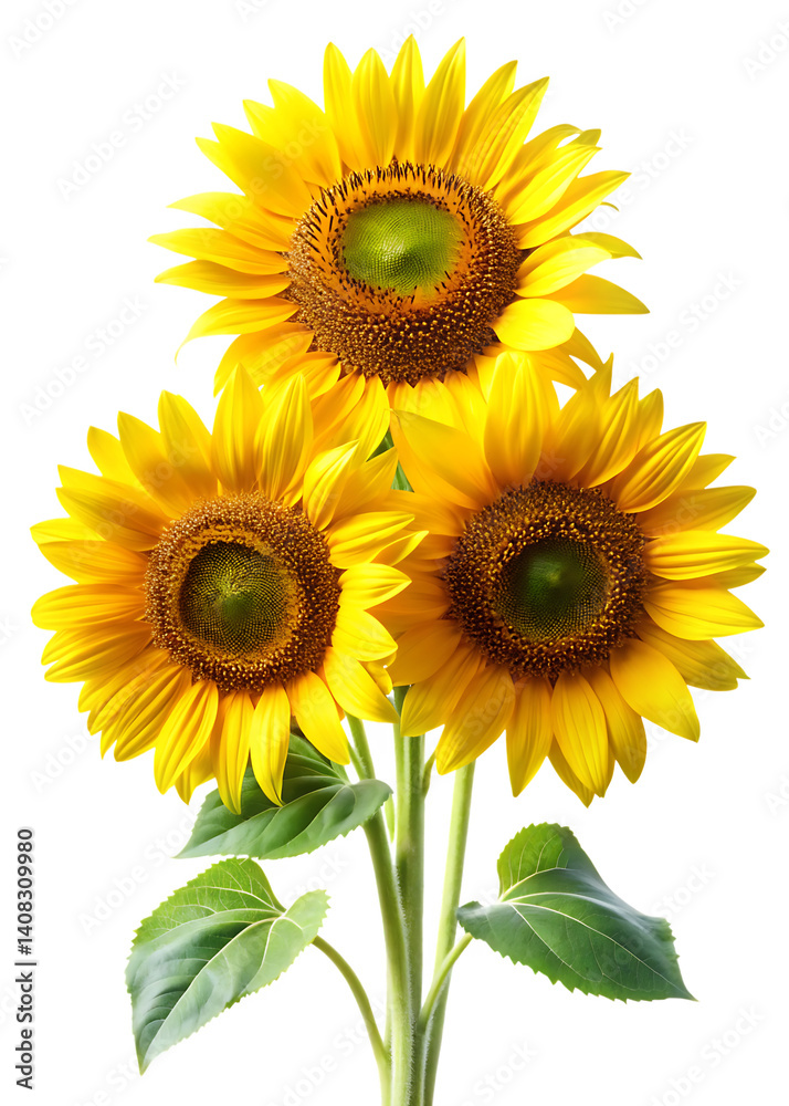 Fototapeta premium Sunflower flowers isolated on white background PNG