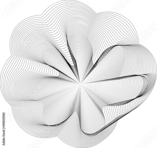 Mesh blend element with layered curves forming a flowing edge structure inspired by an amoeba silhouette.