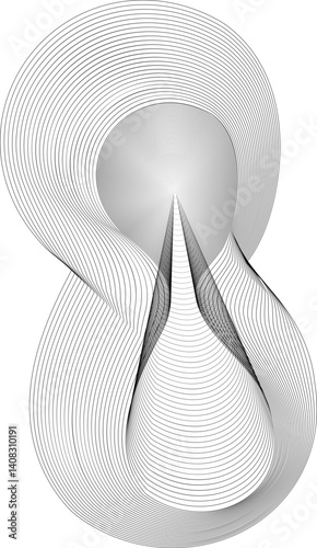 Mesh blend design with flowing contours arranged in a smooth hourglass-shaped organic figure.