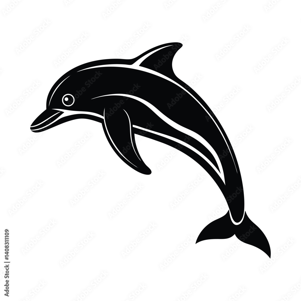 Naklejka premium Black Elegant Dolphin Silhouette Vector Designs 