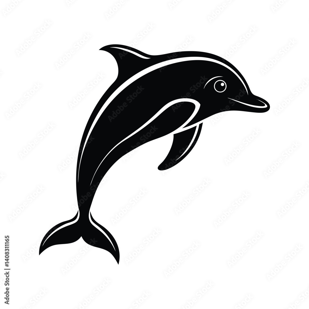 Fototapeta premium Black Elegant Dolphin Silhouette Vector Designs