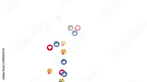 Floating animation of a love emoji icon for social media, isolated on a black background.