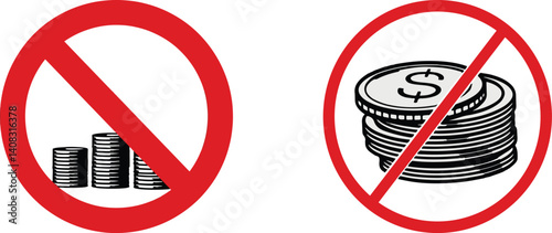 No money allowed signs and symbol vector illustration set collections