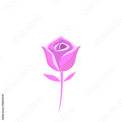 Rose isolated on a white and pink background. useful for print, postcards, posters, cards, web and graphic design.	
