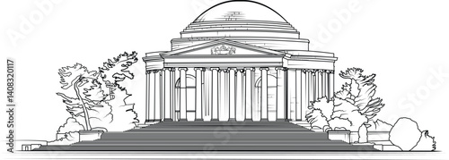 Vector illustration of the Jefferson Memorial in Washington, D.C.