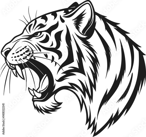 Wallpaper Mural Roaring Tiger Head Tattoo-Inspired Line Art in Black and White

 Torontodigital.ca