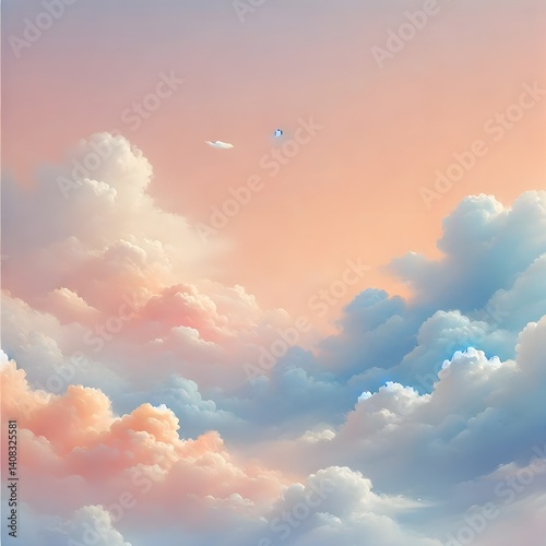 A high-quality, soft pastel sky gradient with gentle transitions of peach, lavender and baby blue