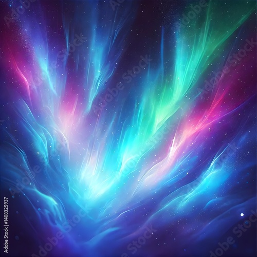 A high-quality cosmic aurora gradient background featuring vibrant shades of blue, green, and purple. The colors smoothly blend to create an ethereal effect, resembling a glowing aurora borealis.