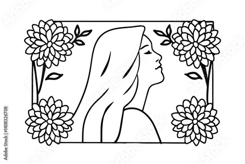 Minimalist Floral Woman Outline Design For Logo Creation And Brand Identity