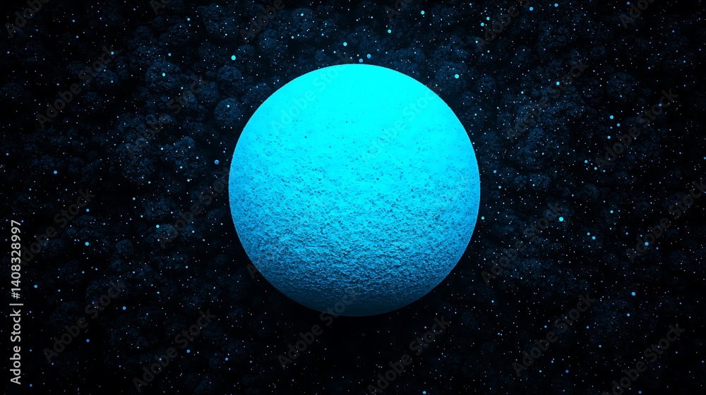 Abstract Glowing Sphere in Dark Space with Scattered Light Particles Background Illustration. Abstract Glowing Sphere in Dark Space with Scattered Light Particles Background Illustration.