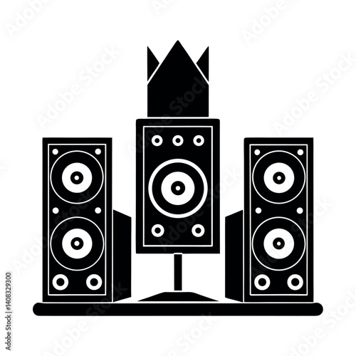 PA System Vector Silhouette on White Background