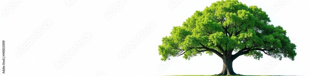 Lush green canopy, large tree isolated on white , forest, isolated, verdant Lush green canopy, large tree isolated on white , forest, isolated, verdant