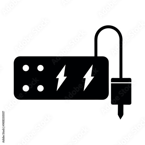 Surge Protector Vector Silhouette on White Background