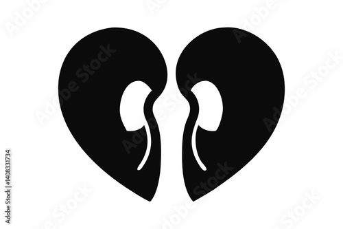 Heart and Kidney Silhouette Symbol of Health and Medical Care