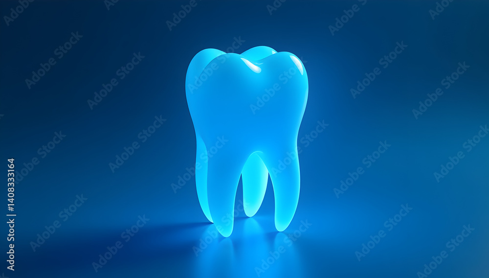 Sparkling White Tooth with Blue Light Effects for Clean Dental Health Generative AI Sparkling White Tooth with Blue Light Effects for Clean Dental Health Generative AI