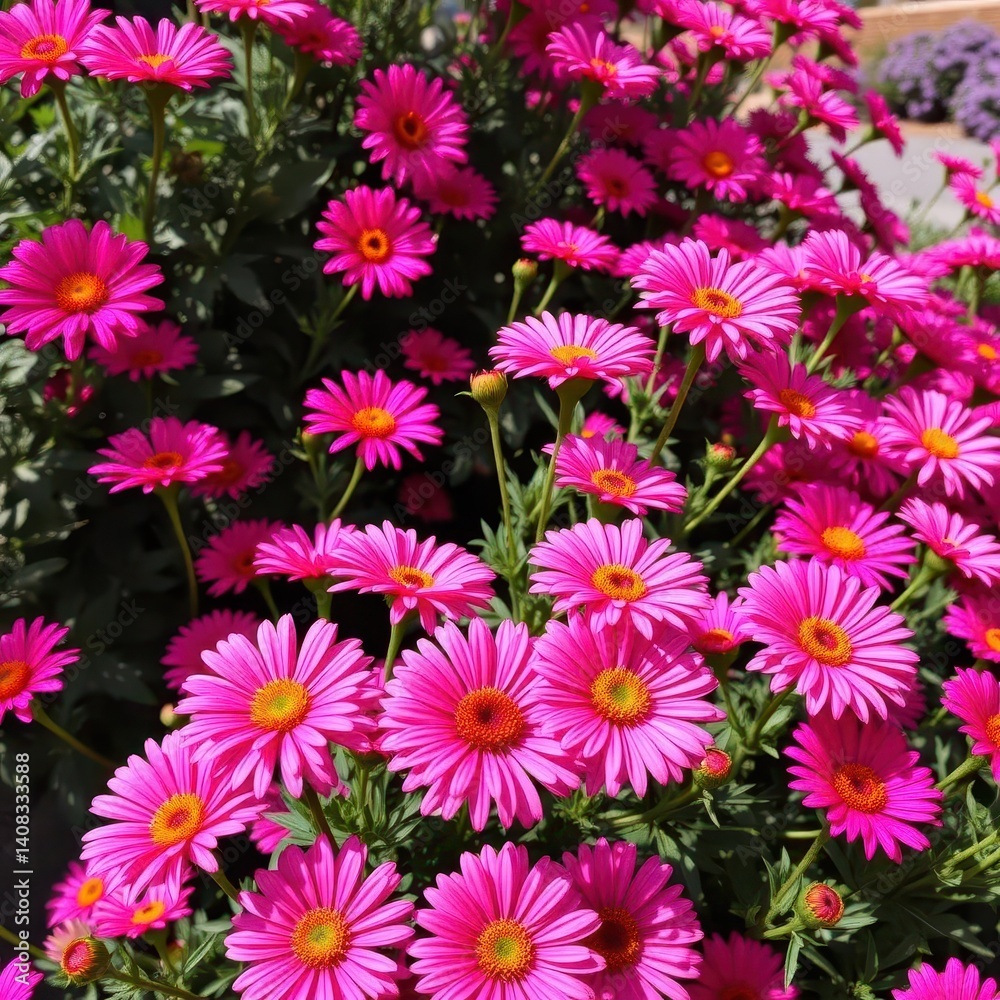 Vibrant pink chrysanthemums in full bloom, spring garden, petals, fresh, photography Vibrant pink chrysanthemums in full bloom, spring garden, petals, fresh, photography