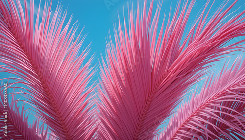 Pink palm leaves concept. Outdoor shot