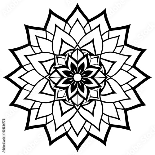 Minimal Contrast Mandala Vector Illustration on White Background