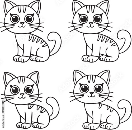 Adorable Cat Single Line Drawings – Doodle Style Clipart for Stickers, Prints, Crafts