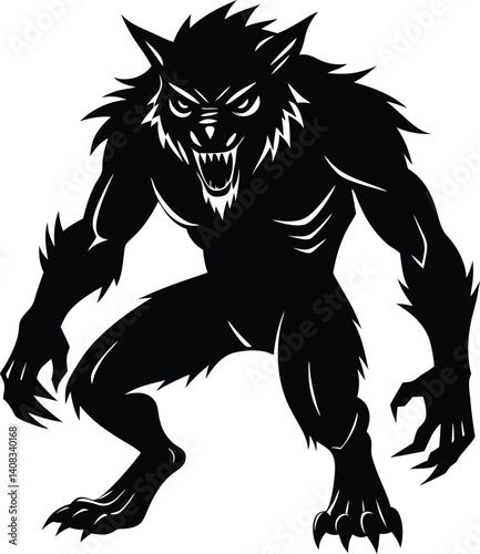 Wallpaper Mural Silhouette Illustration of a Werewolf With Fierce Expression and Sharp Claws Torontodigital.ca