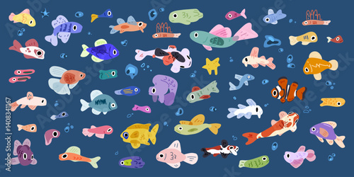 Colorful fish vector set