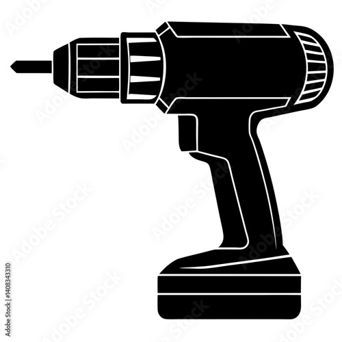 Silhouette of a cordless power drill vector