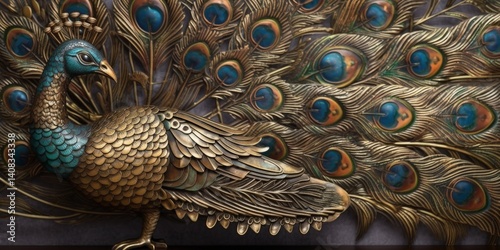 Peacock Design Feather Sculpture Type Design