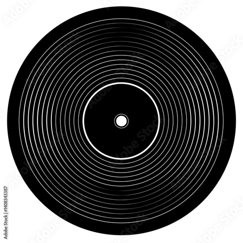 Black vinyl record with concentric white lines