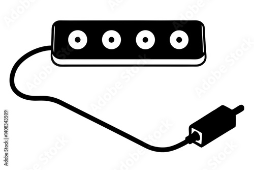 Usb hub with four ports and cable silhouette