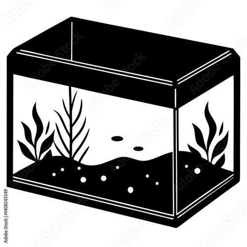 Aquarium with plants and bubbles silhouette