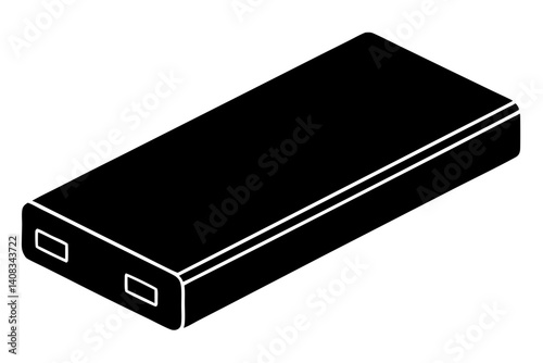 Black rectangular power bank vector design