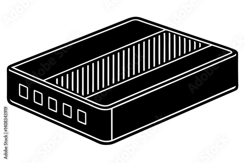 Black network switch vector illustration