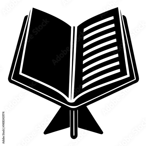 Open book on stand silhouette vector design