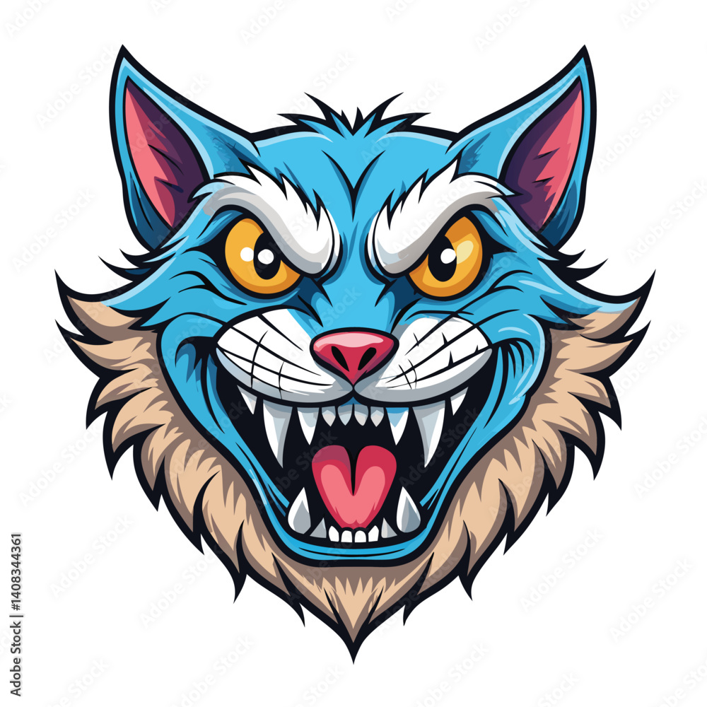 Fototapeta premium Angry cartoon cat head (1)