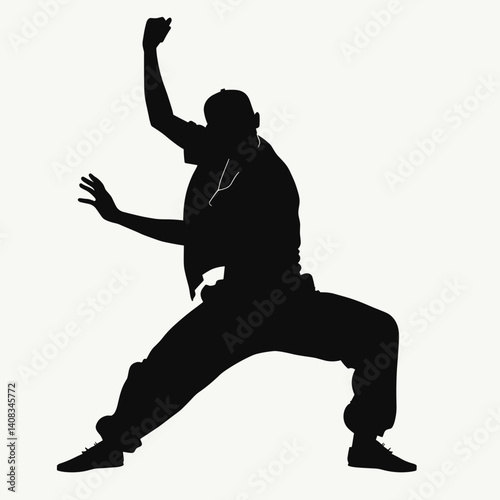 Silhouette of a dancer expressing energy in motion  