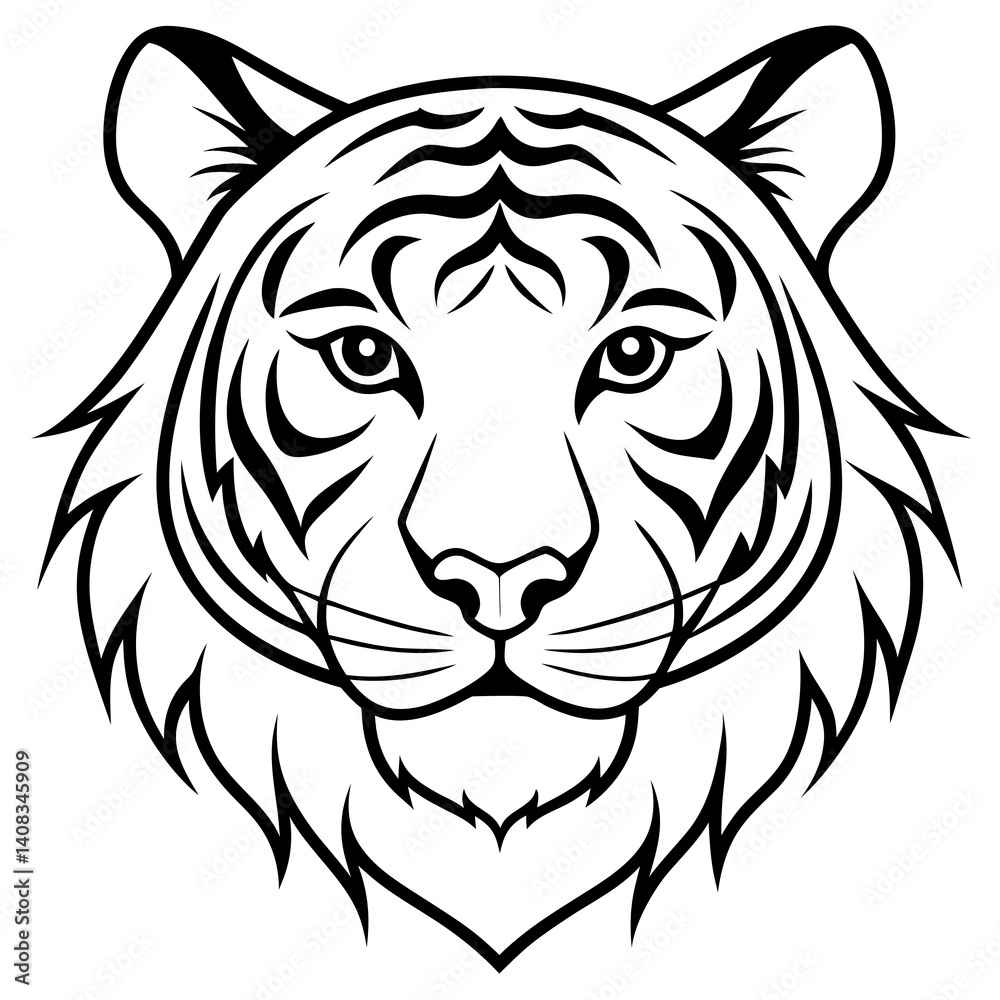 Fototapeta premium Minimal Elegant Tiger Head Vector Illustration on White Background