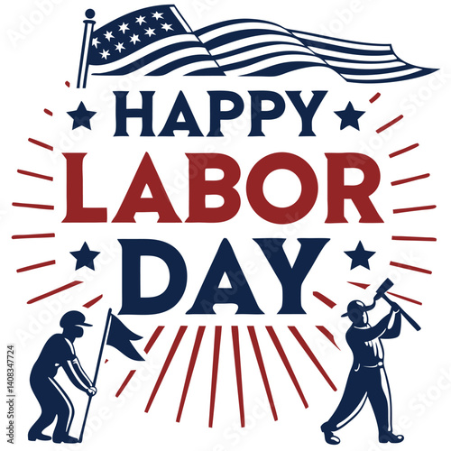 Vintage Labor Day Poster - Retro Typography & Classic Worker Celebration Design