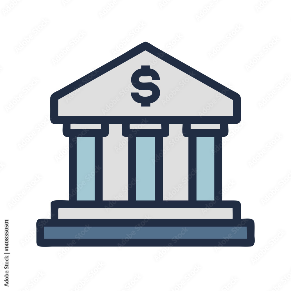 Bank Building Icon Representing Financial Institution and Banking Services Bank Building Icon Representing Financial Institution and Banking Services