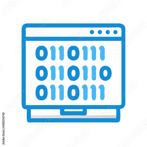 Binary Code Interface Icon Representing Encrypted Data and Digital Security