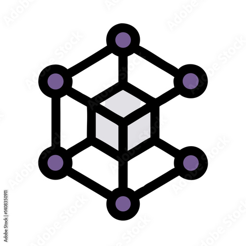 Blockchain Node Icon Representing Decentralized Network and Distributed Ledger Technology
