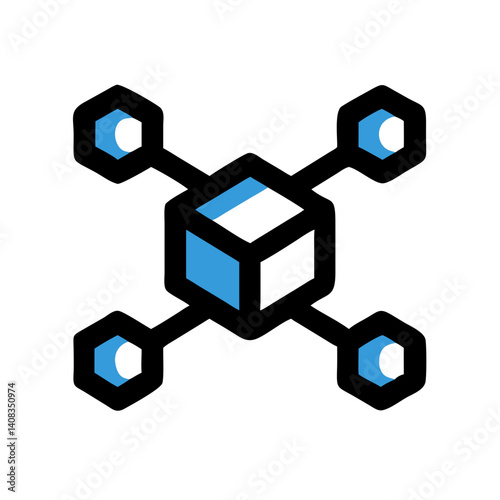 Blockchain Node Icon Representing Decentralized Network and Distributed Ledger Technology
