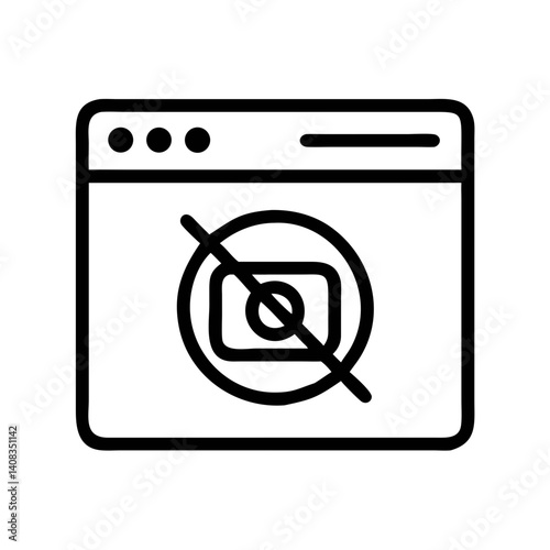 Browser with Blocked Camera Icon Representing Privacy Protection and Camera Access Restriction