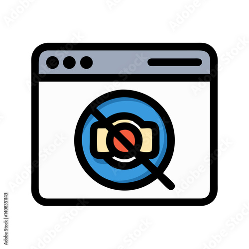 Browser with Blocked Camera Icon Representing Privacy Protection and Camera Access Restriction