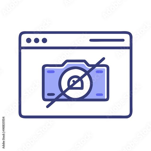 Browser with Blocked Camera Icon Representing Privacy Protection and Camera Access Restriction